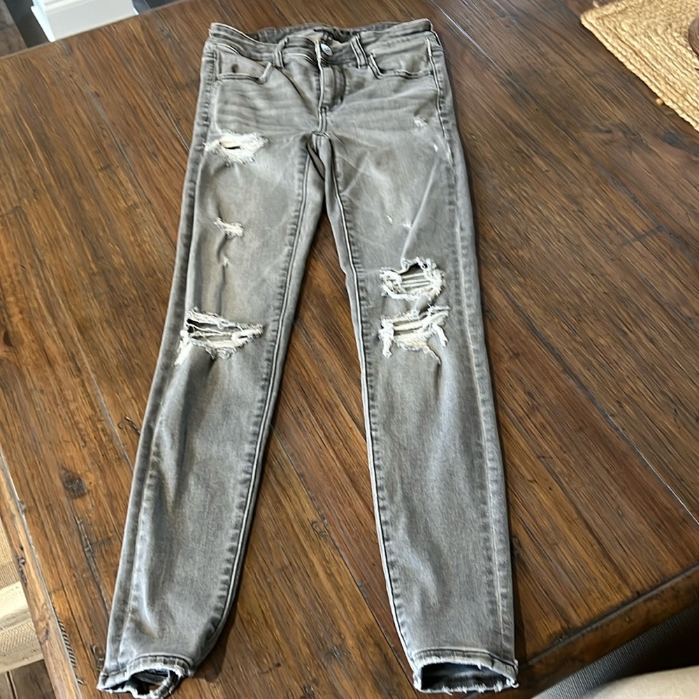 American Eagle next level stretch grey jeans. Size 00 regular.
